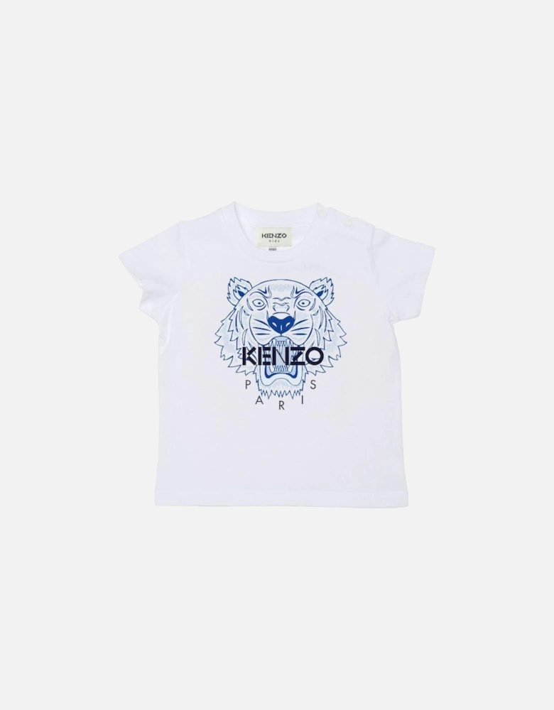 Boys White Tiger Print T-Shirt