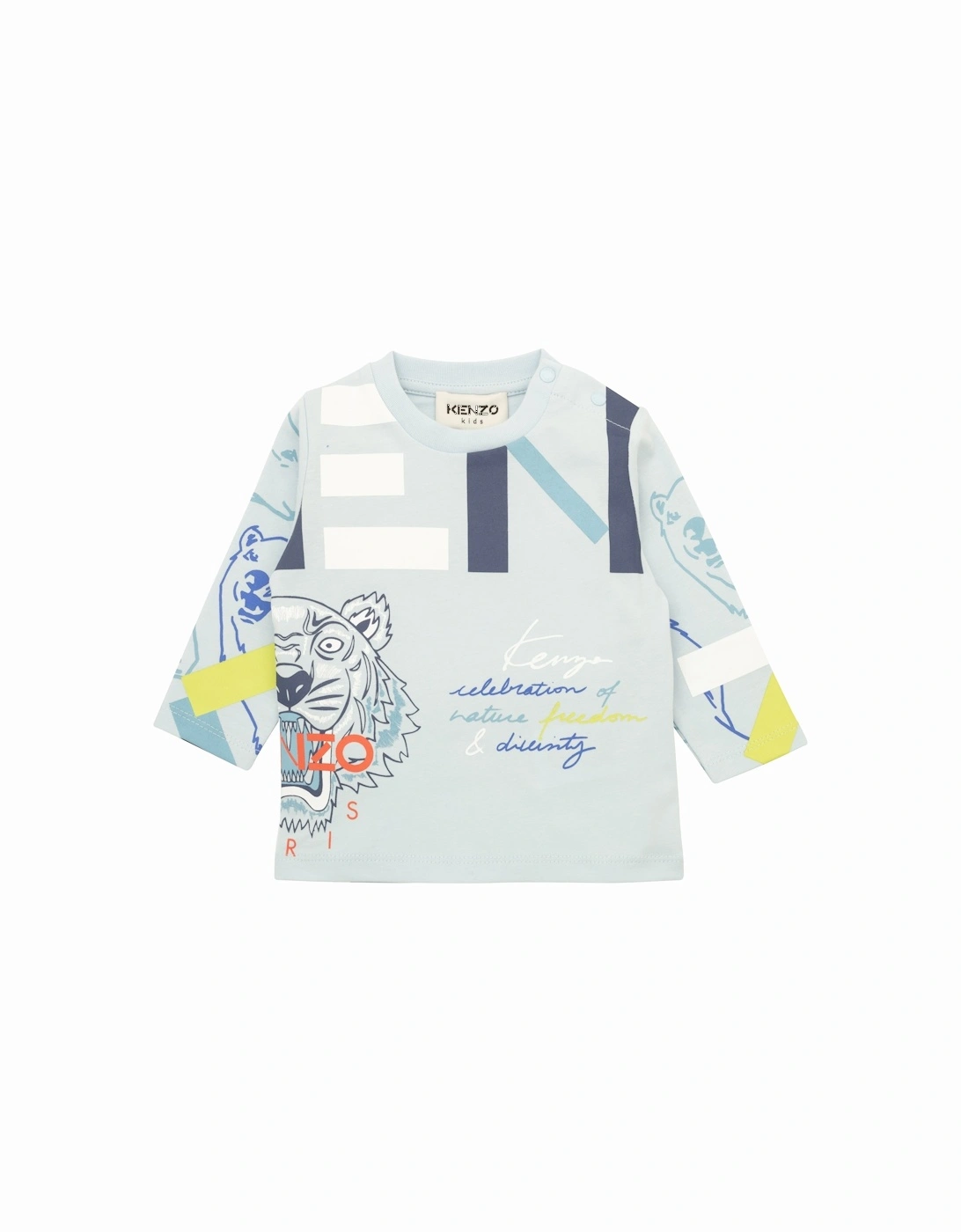 Baby Boys Blue Logo Cotton Top, 3 of 2