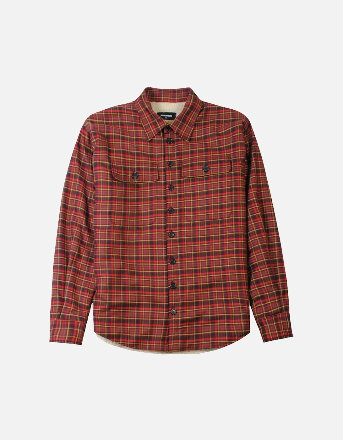 Men's Checked Fleece Shirt Red, 6 of 5