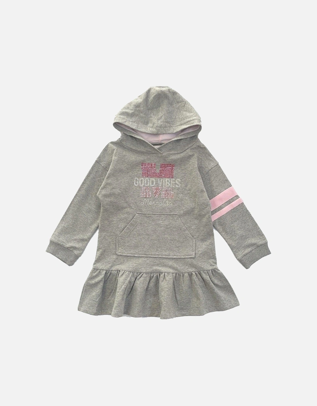 Girls Grey Good Vibes Sweater Dress, 3 of 2