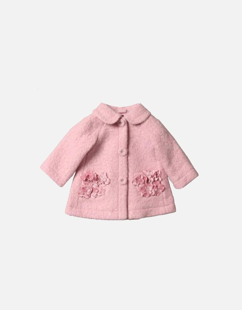 Girls Pink Boucle Coat