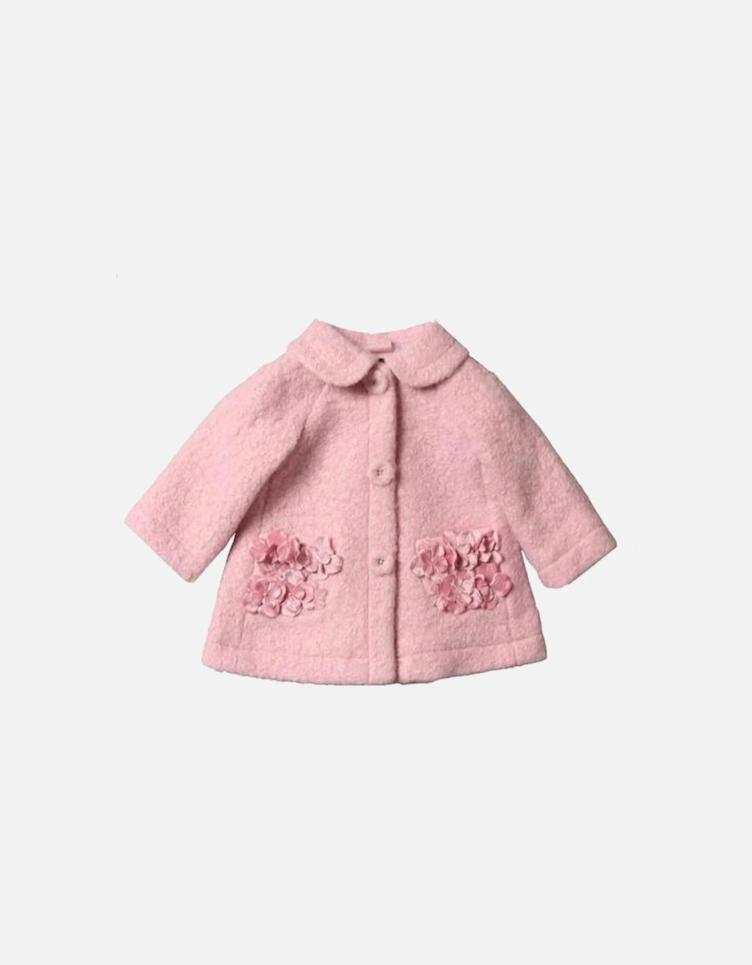 Girls Pink Boucle Coat, 2 of 1