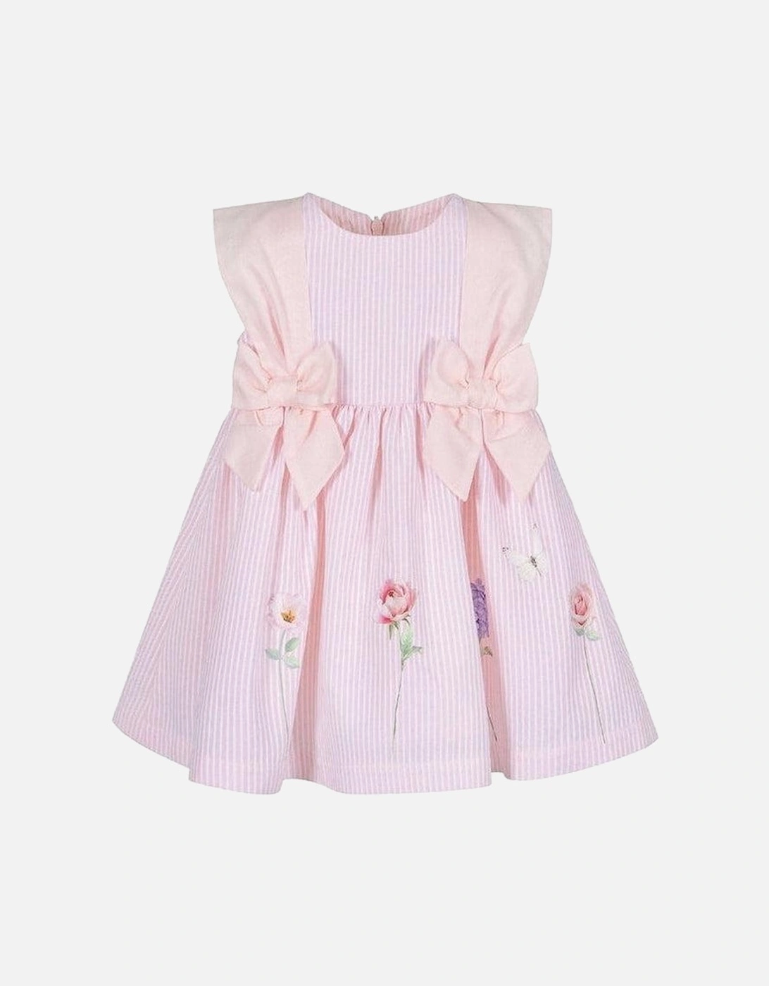 Girls Pink Dress Stripe With Bows, 3 of 2