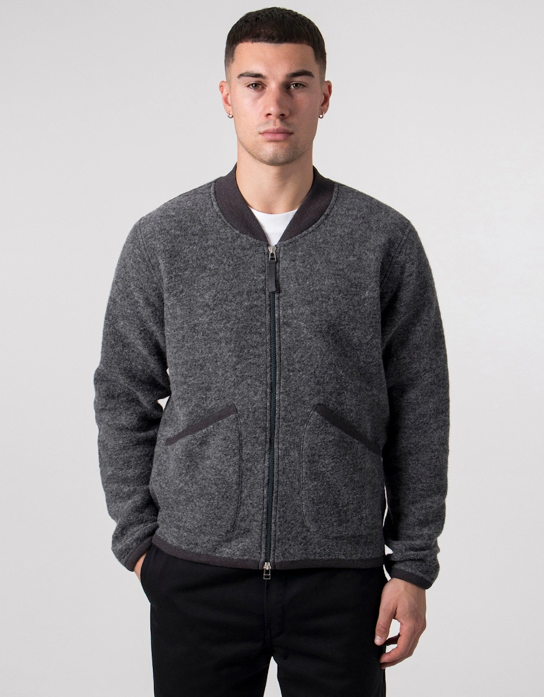 Wool Zip Bomber Jacket