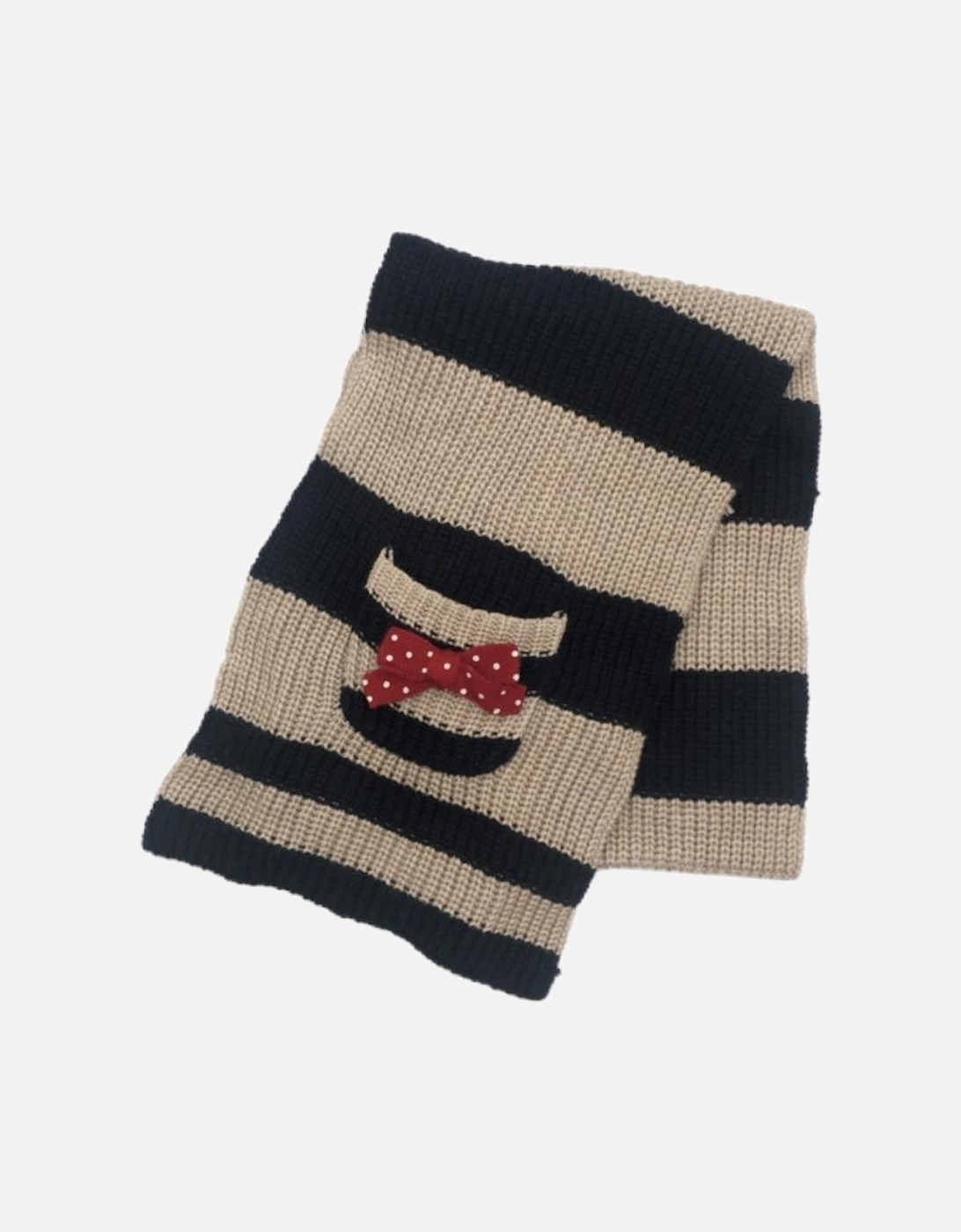 Girls Navy & Beige Knitted Scarf, 2 of 1