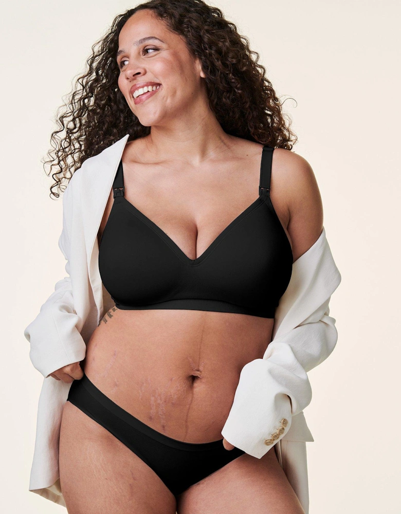 Full Cup Plunge Nursing Bra - Black