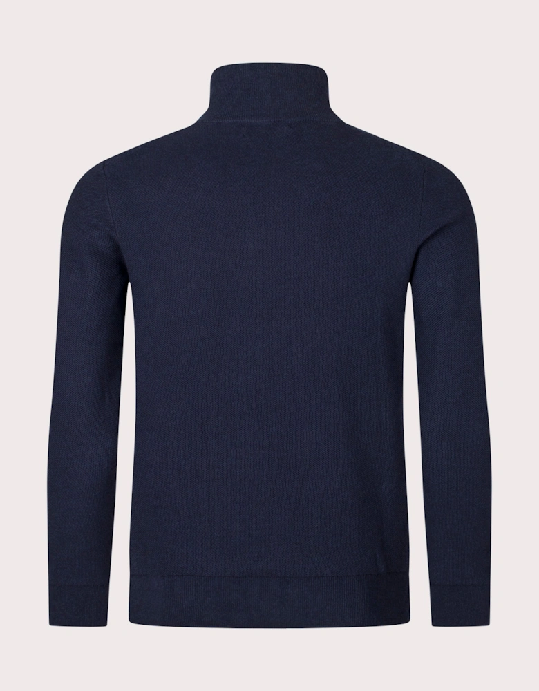 Quarter Zip Contrast Logo Knit