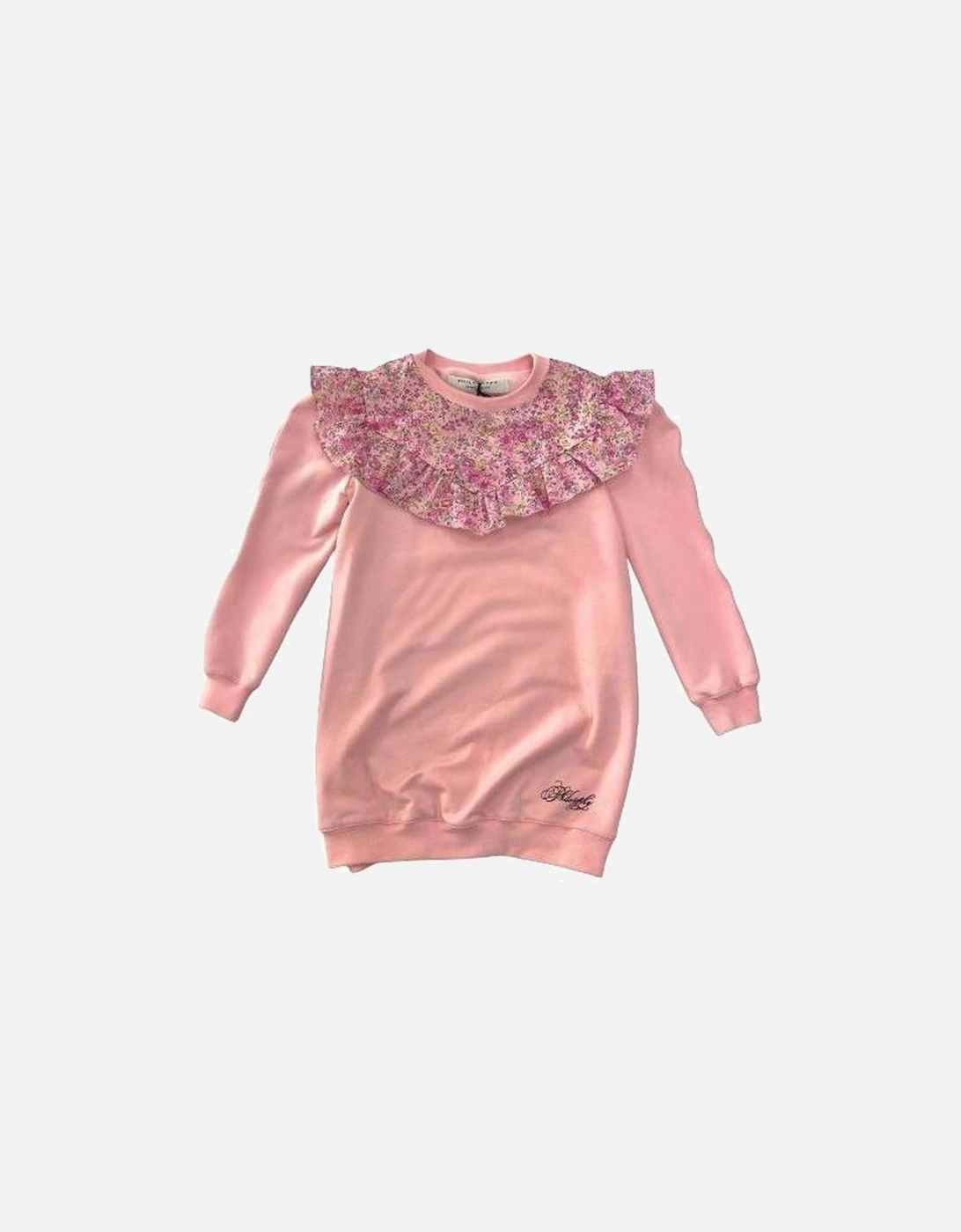 Girls Pale Pink Wildflowers Jumper Dress, 2 of 1