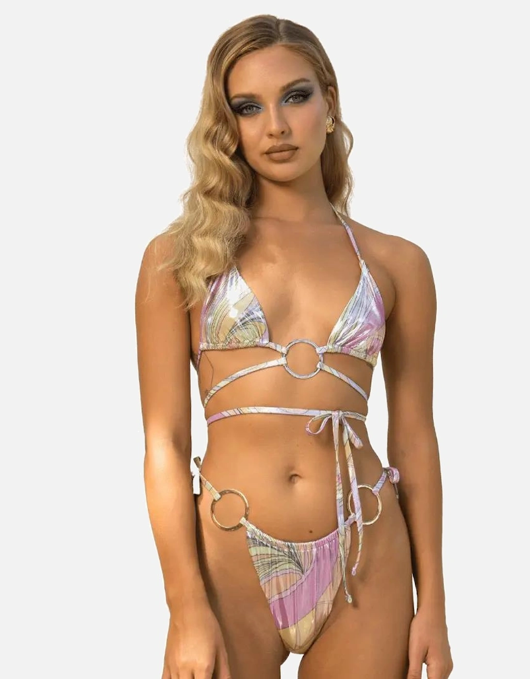 Eva Swirl Print Multi-Coloured Bikini, 6 of 5