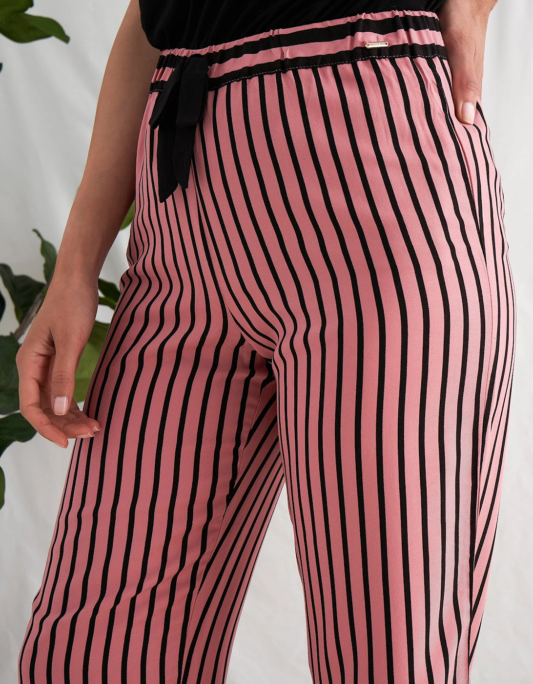 Boyfriend Stripe Trousers in Terracotta/Black