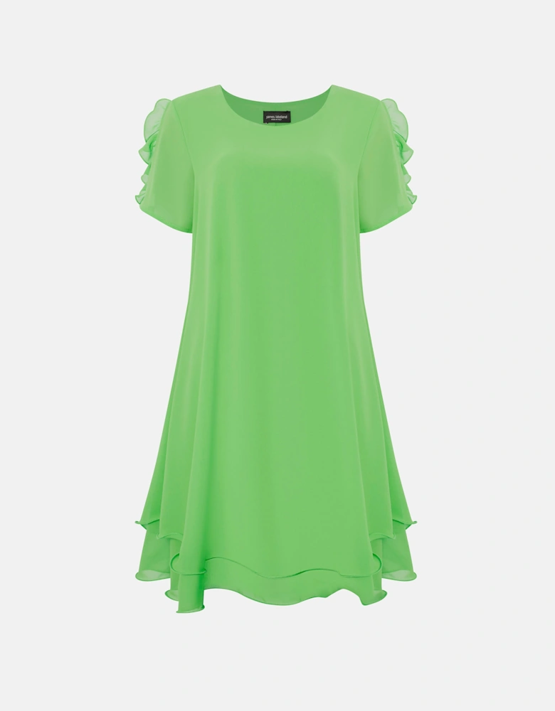 Short Sleeve Wave Hem Dress Green
