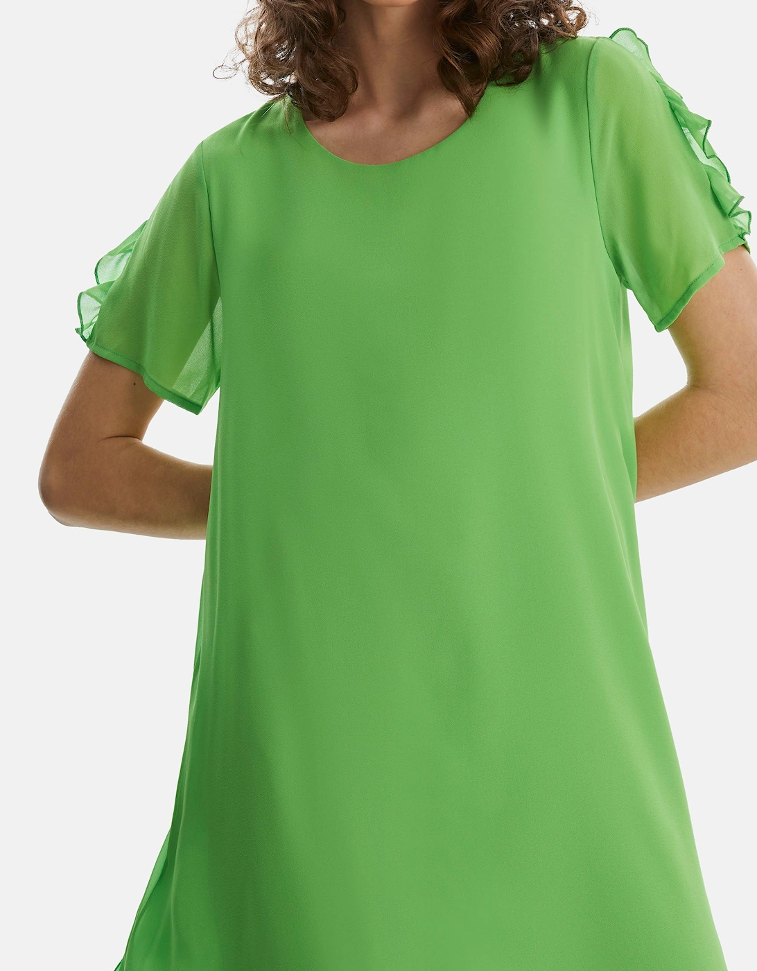 Short Sleeve Wave Hem Dress Green