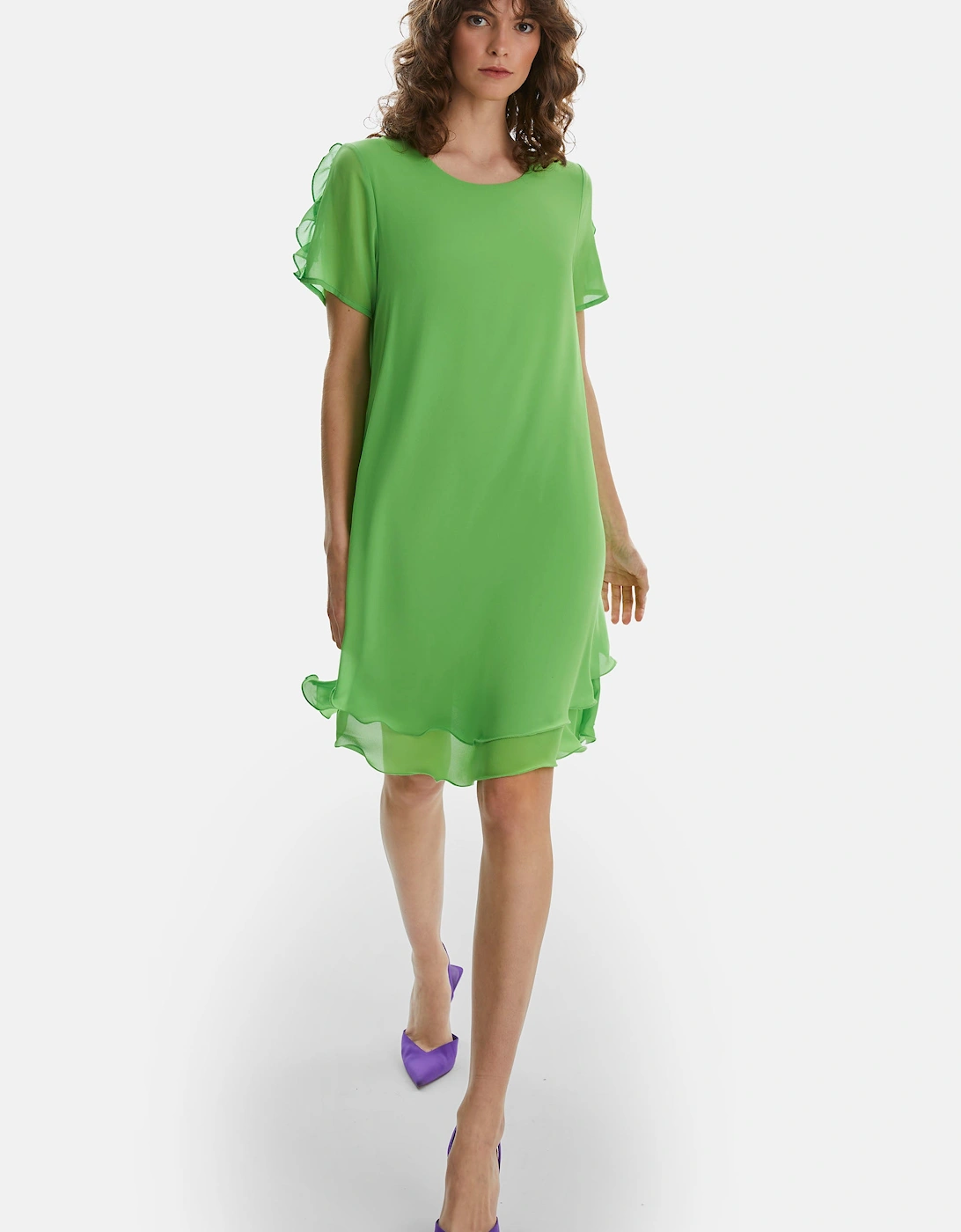 Short Sleeve Wave Hem Dress Green, 5 of 4