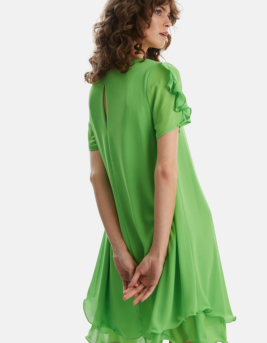 Short Sleeve Wave Hem Dress Green