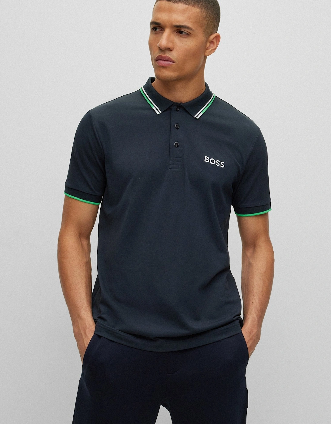 Cotton-blend Polo Shirt in Navy blue