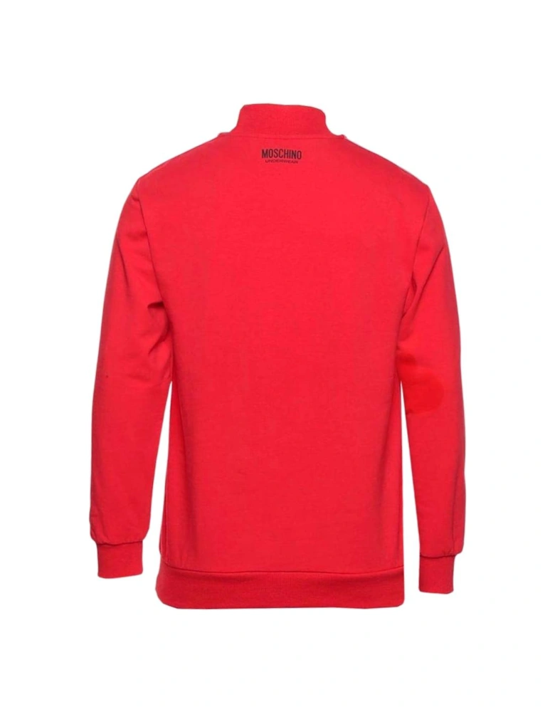 Quarter Zip Tape Logo Red Sweater