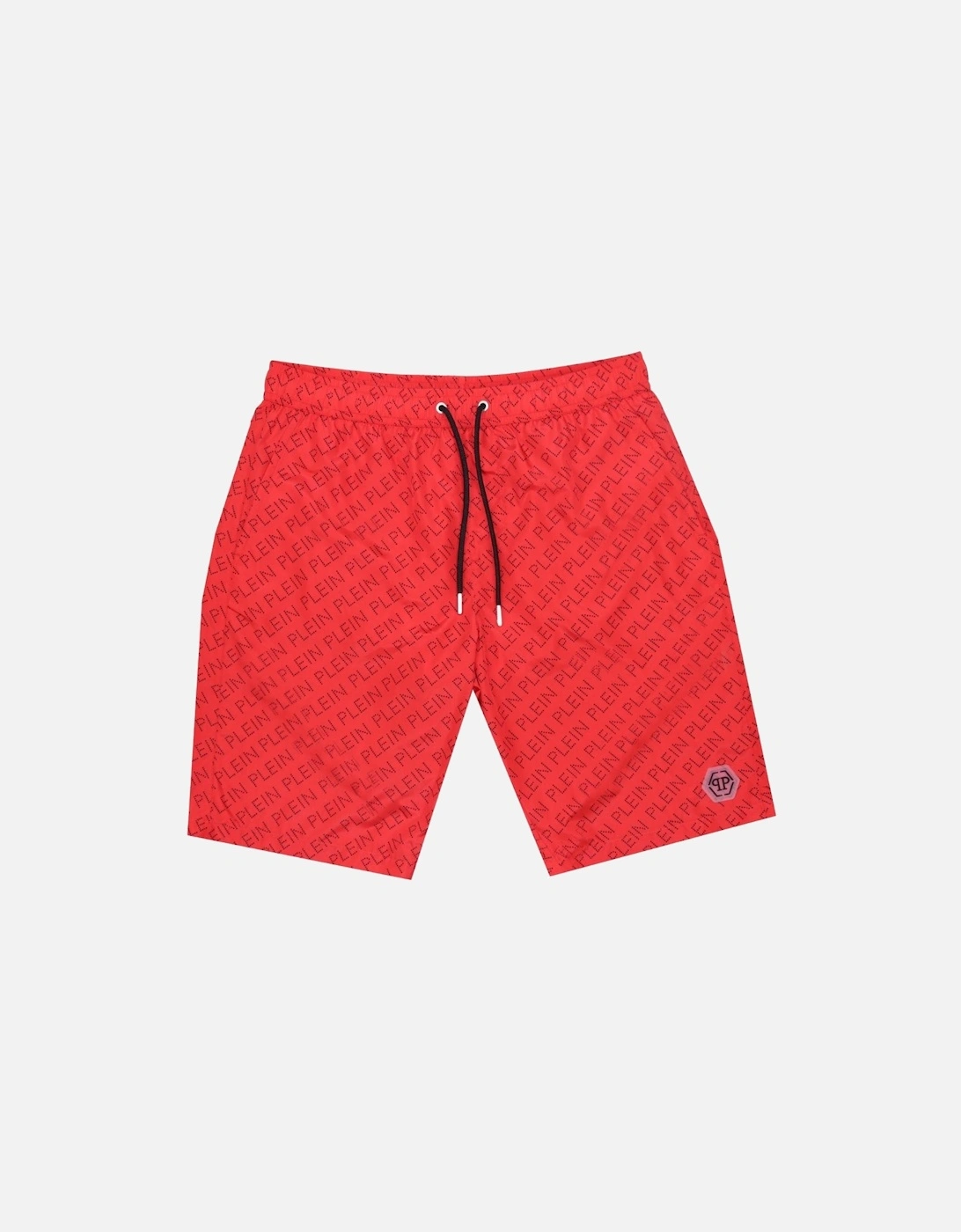 Repetitive Logo Long Red Swim Shorts, 3 of 2