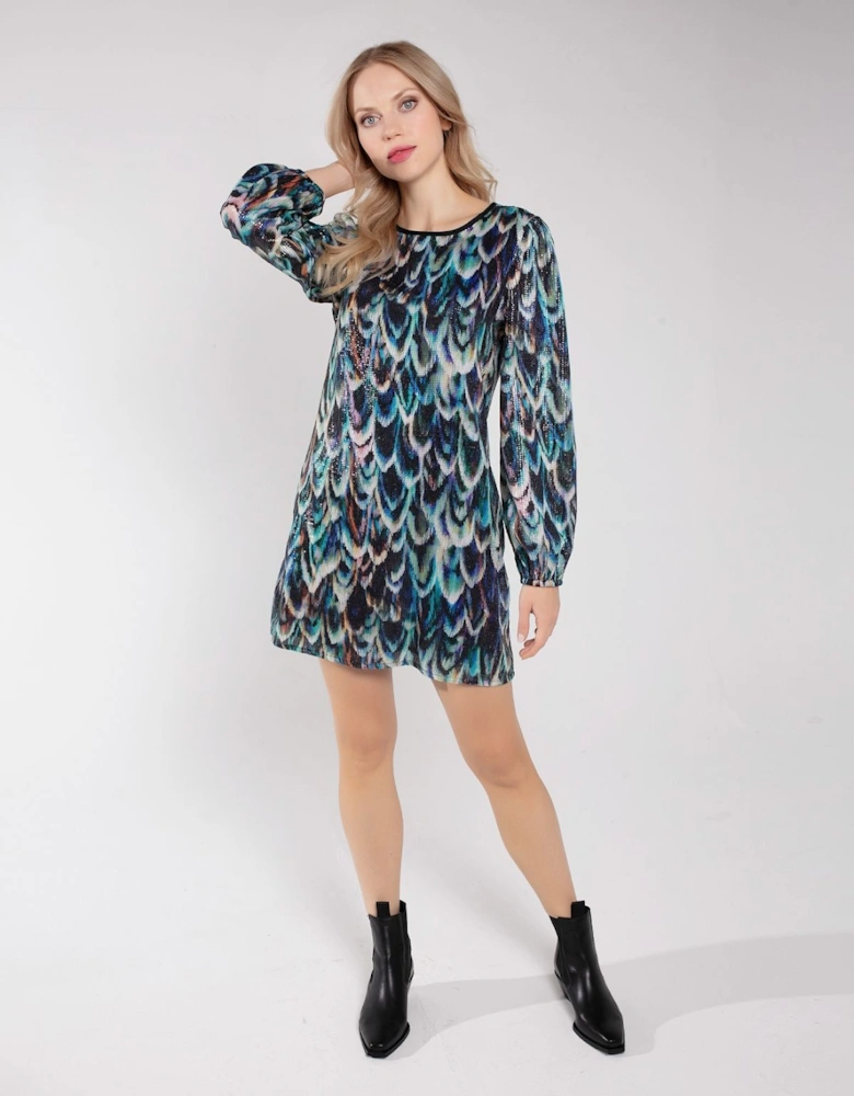 SERAPHINA PRINTED SEQUIN DRESS