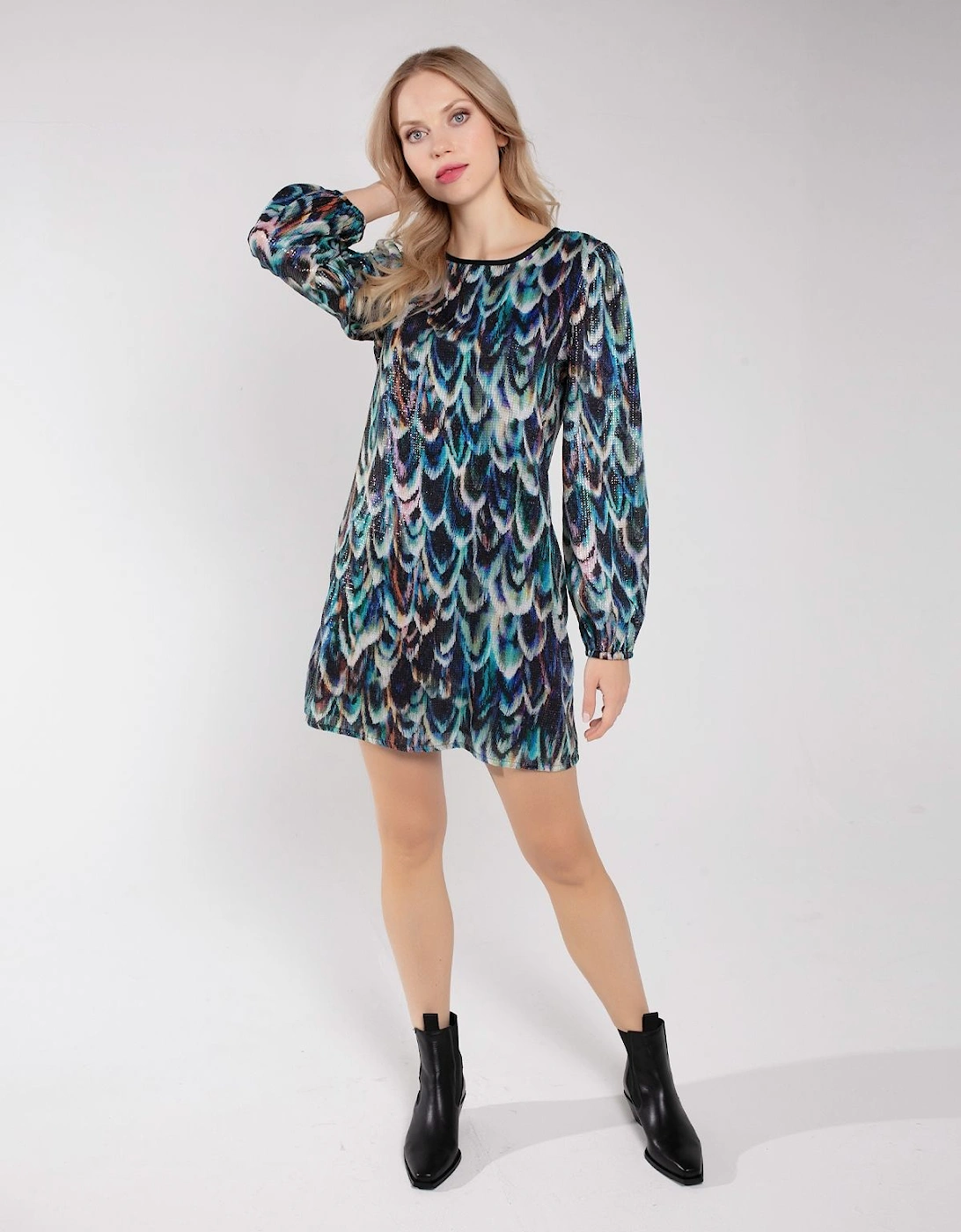 SERAPHINA PRINTED SEQUIN DRESS, 5 of 4