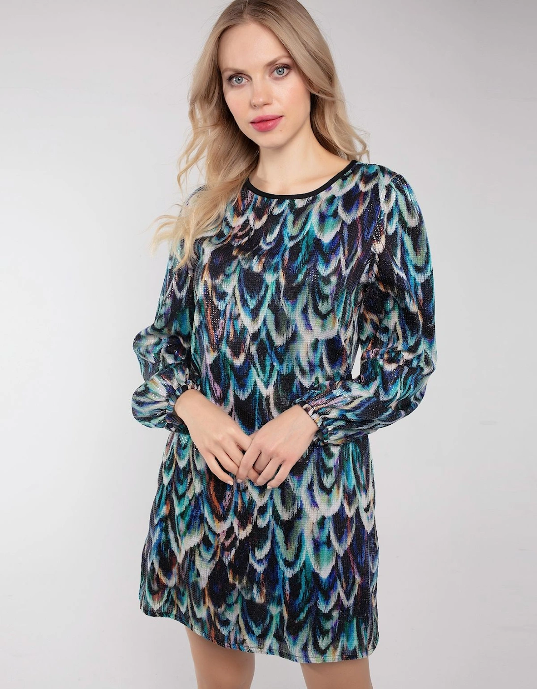 SERAPHINA PRINTED SEQUIN DRESS
