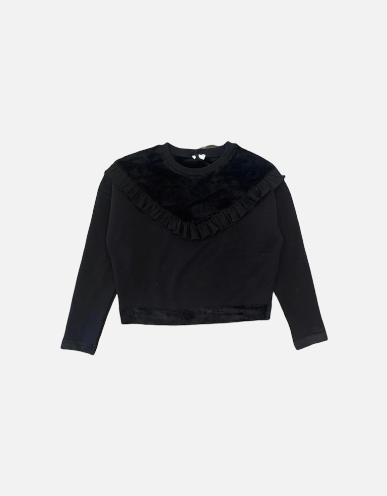 Girls Black Velour Sweatshirt