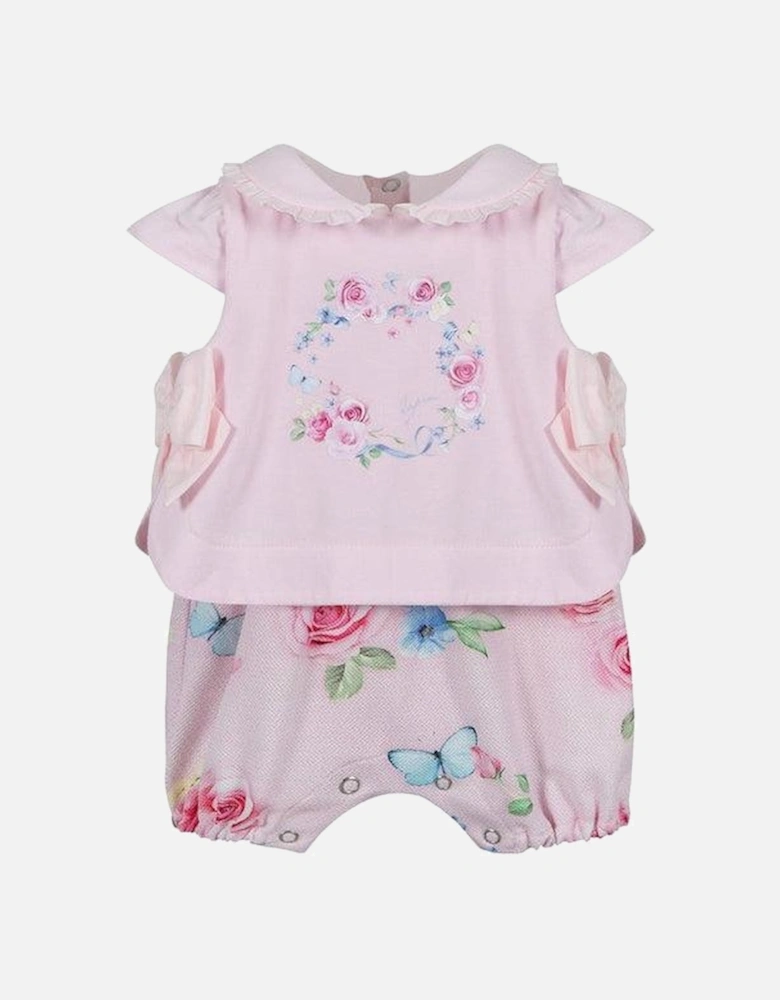 Girls Pink Rose Print Shortie