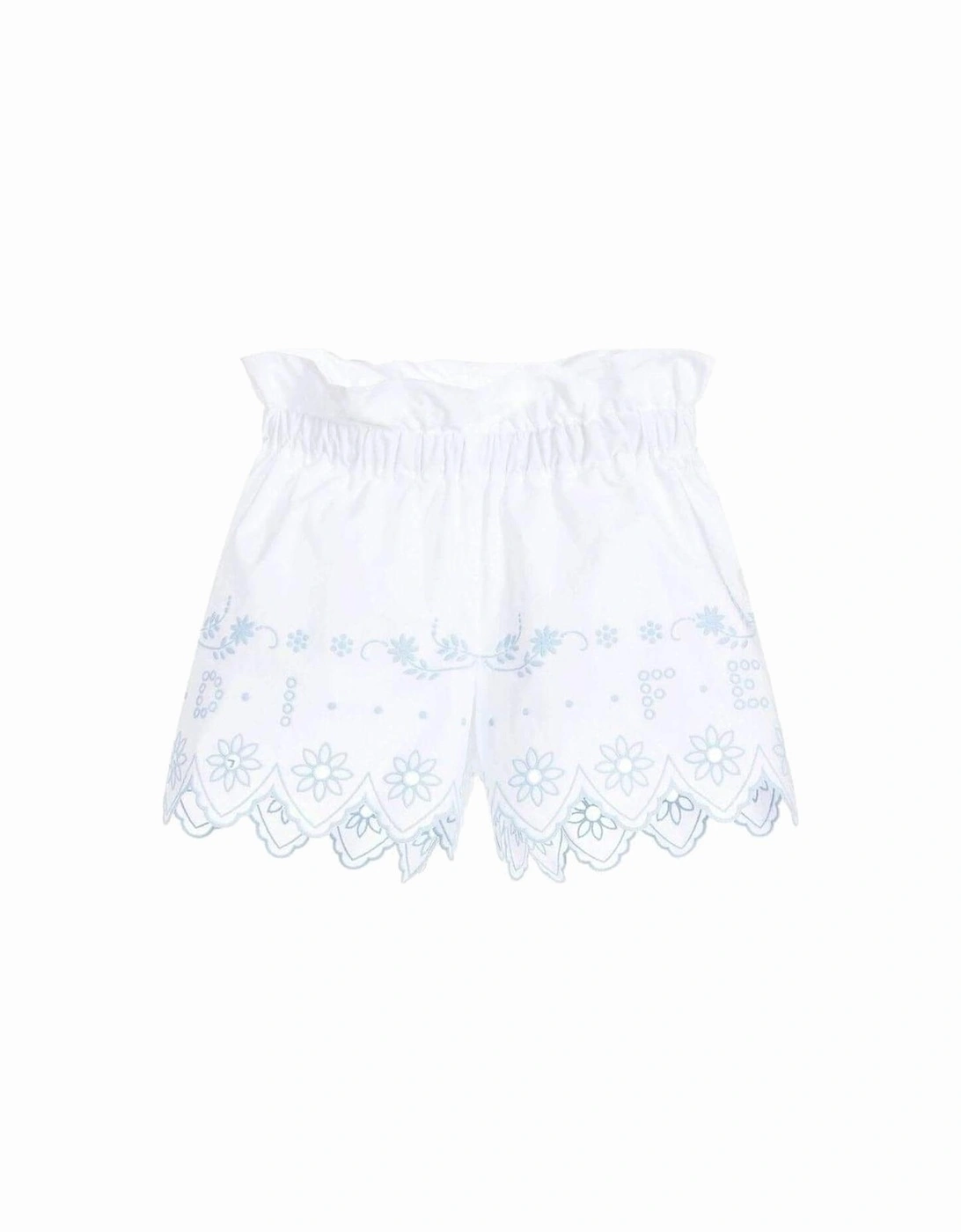 Girls White Cotton Shorts