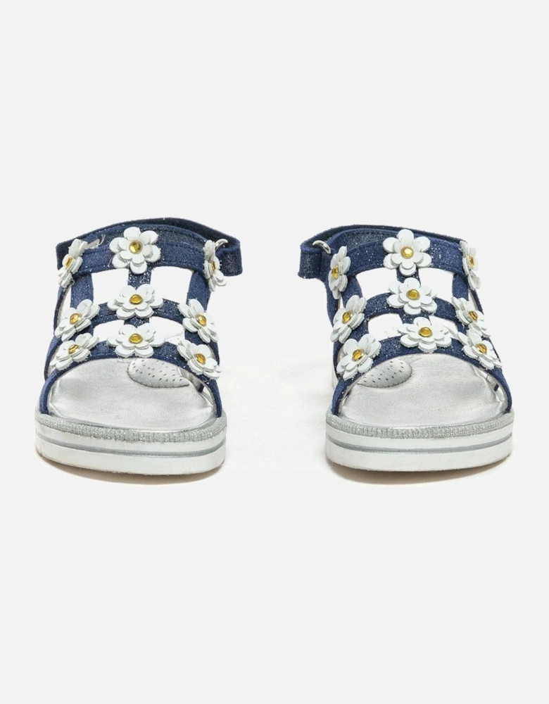 Girls Navy Daisy Sandals