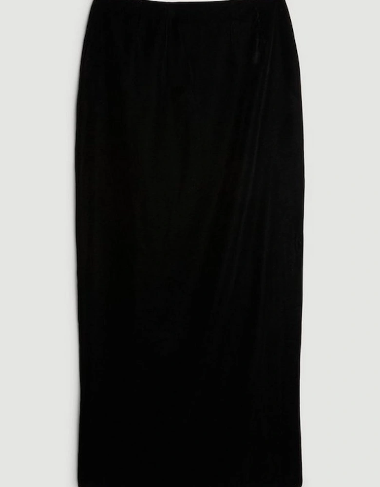 Tailored Slinky Velvet Midi Skirt