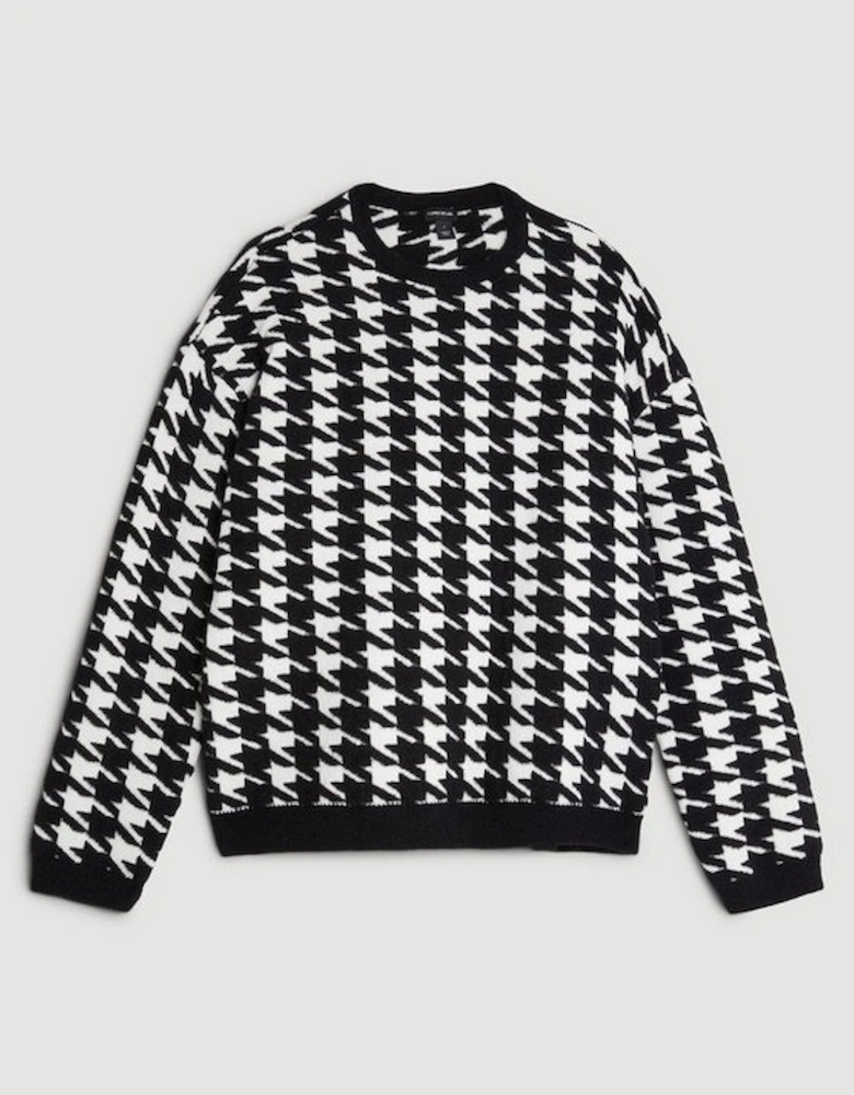 Boucle Jacquard Dogtooth Knit Jumper