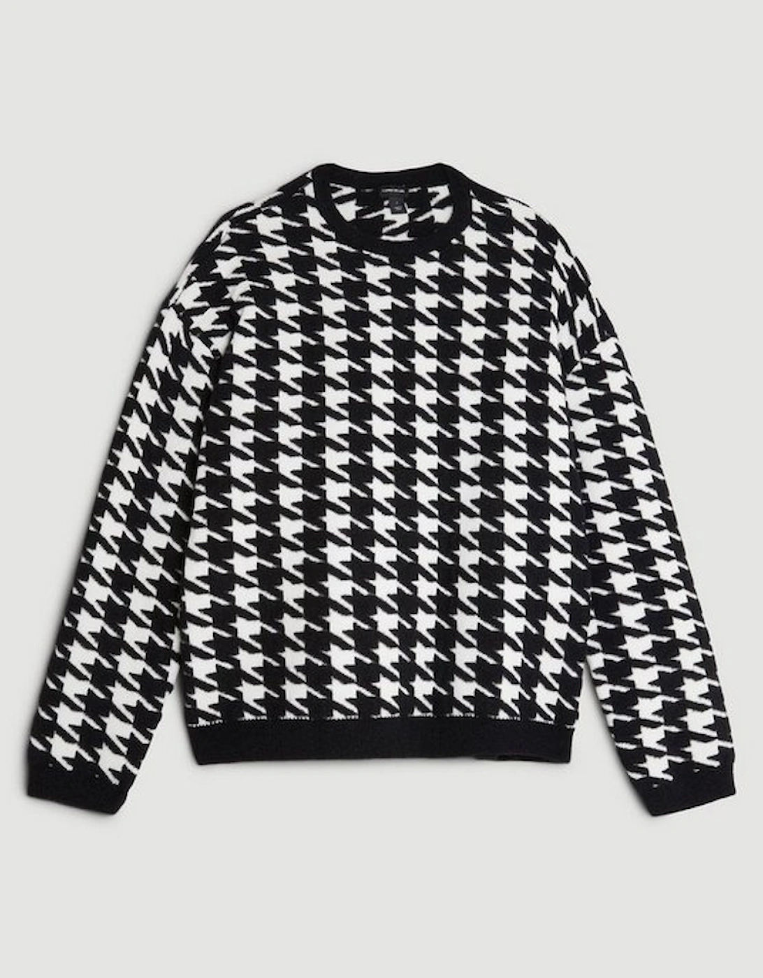 Boucle Jacquard Dogtooth Knit Jumper