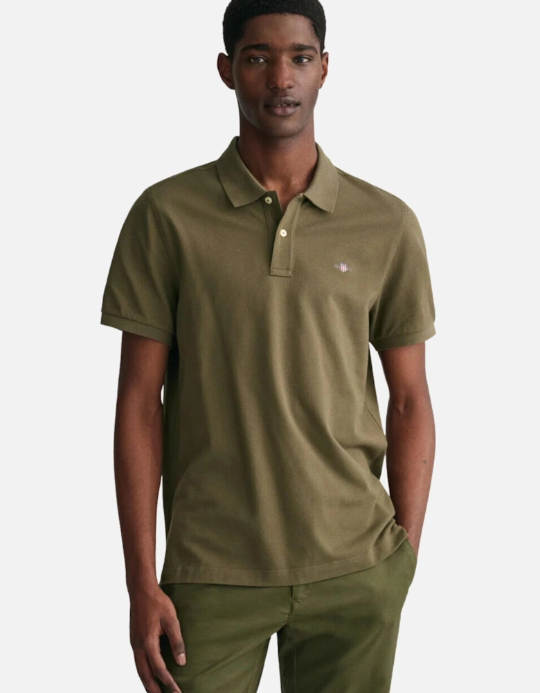 Reg Shield SS Pique Polo - Juniper Green