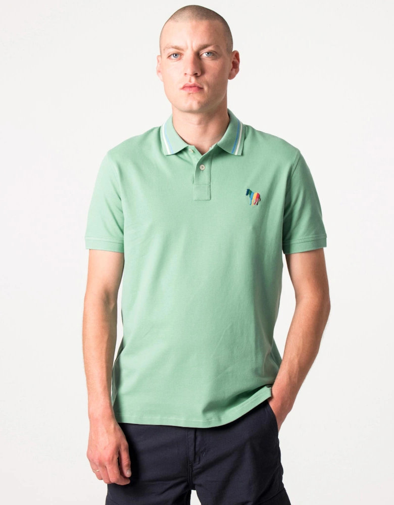 Twin Tipped Broad Stripe Zebra Logo Polo Shirt