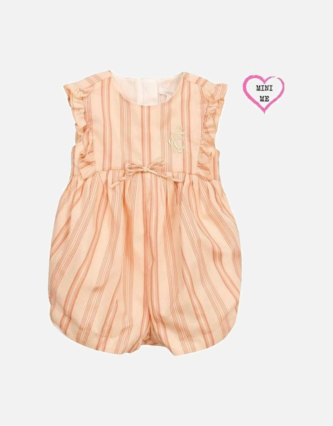 Girls Peach Striped Playsuit, 3 of 2