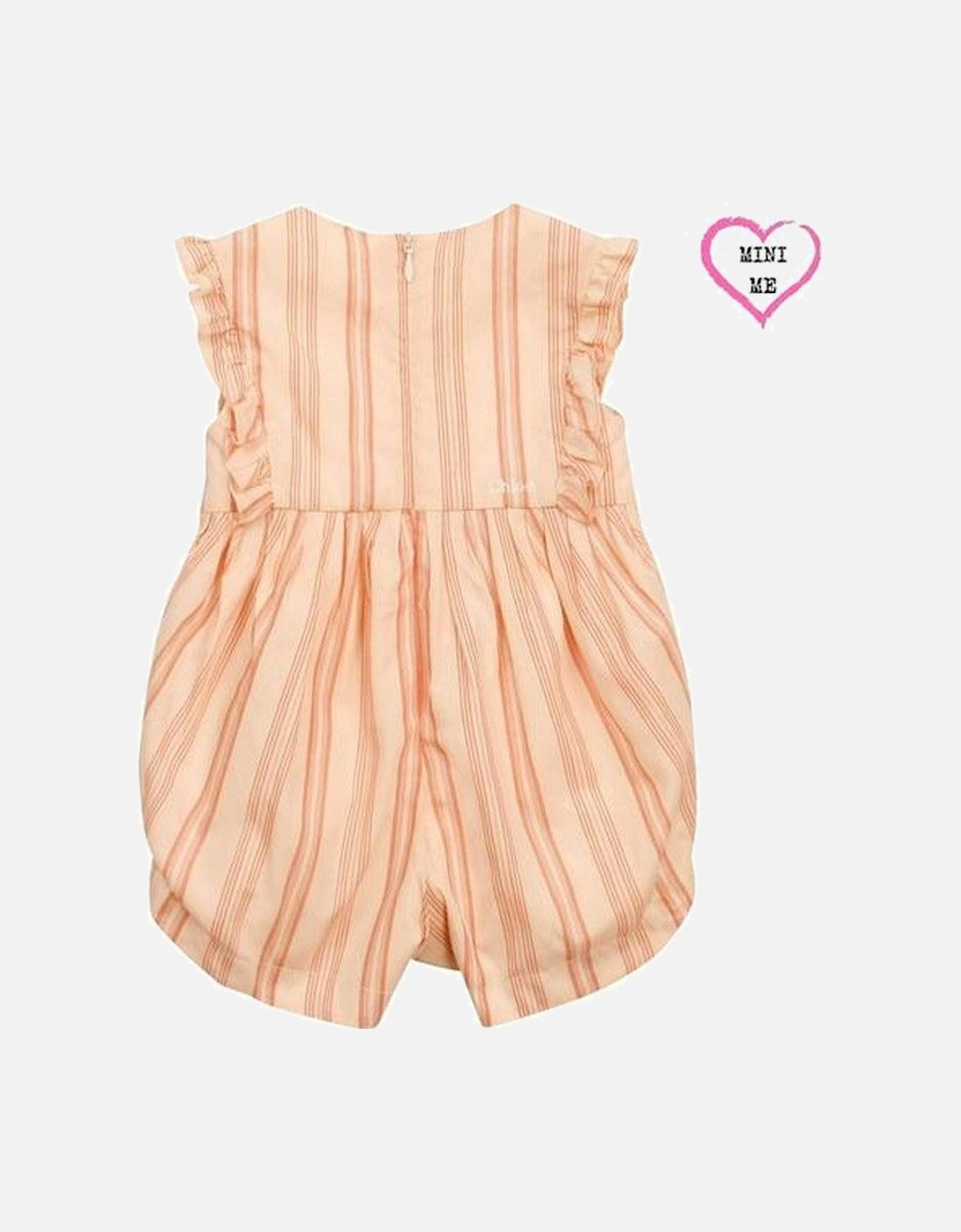 Girls Peach Striped Playsuit, 3 of 2