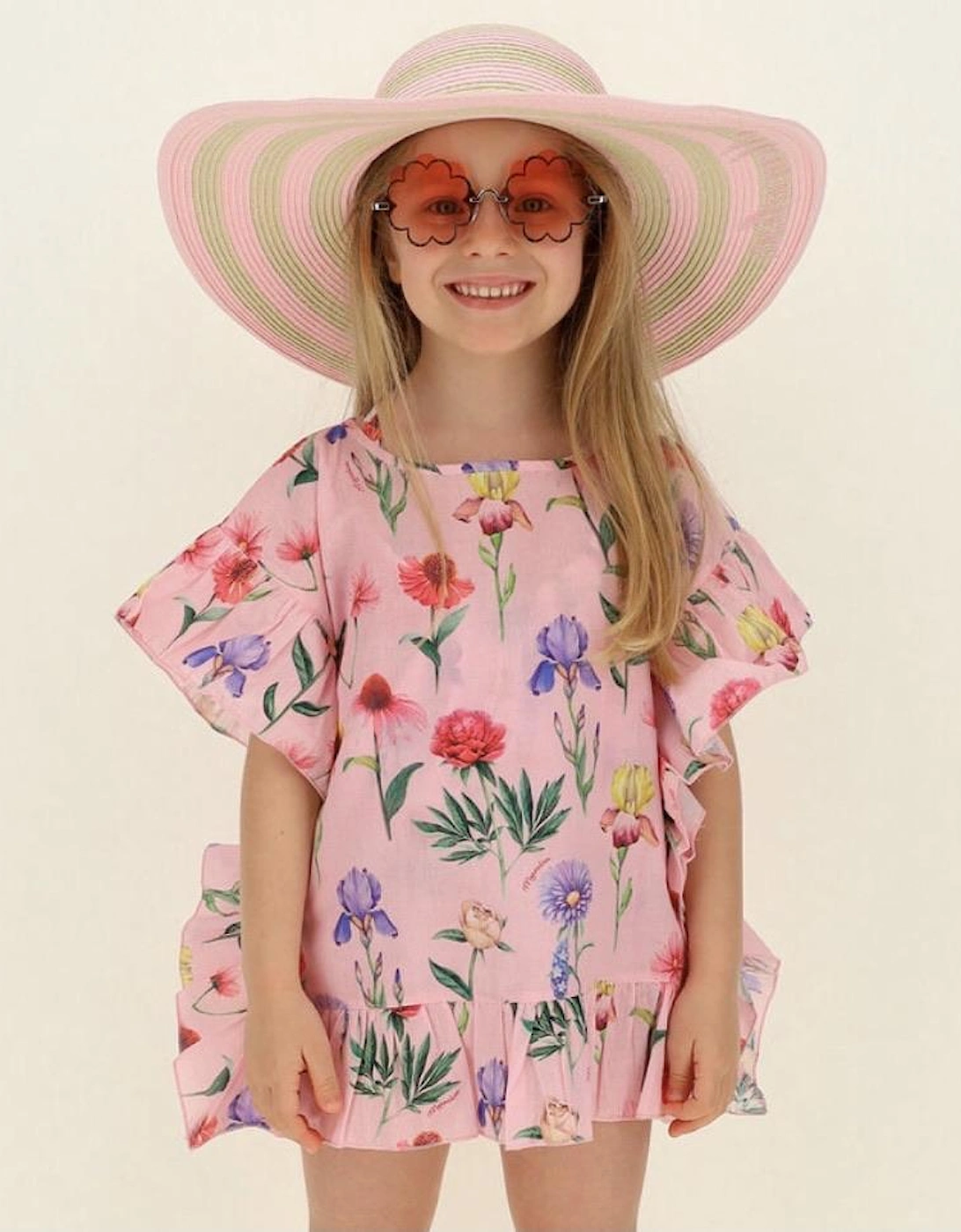 Girls Pink Floral Kaftan