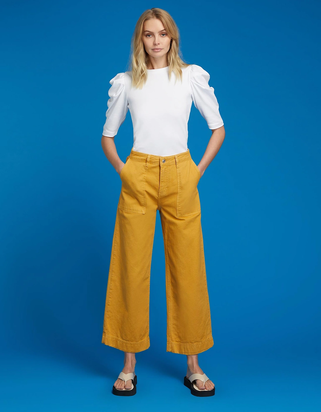 Willow Wide Leg Denim Trouser in Yellow, 4 of 3