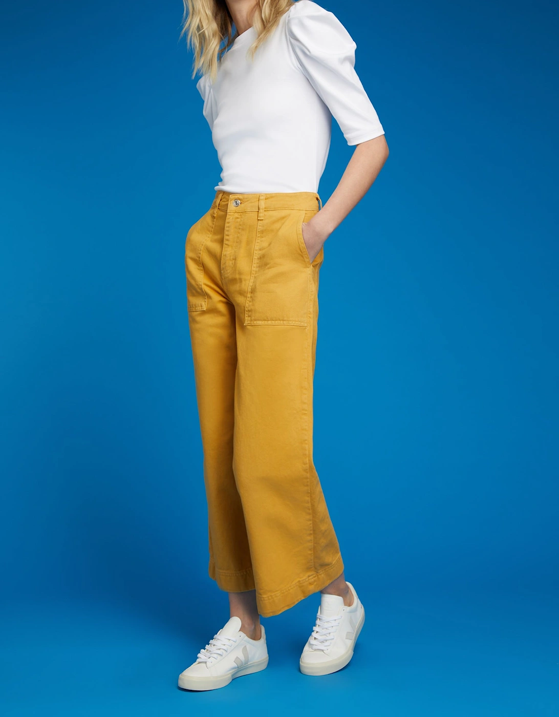 Willow Wide Leg Denim Trouser in Yellow