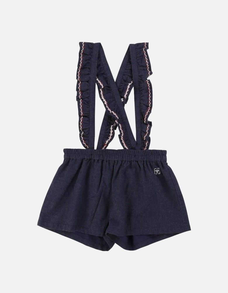 Girls Navy Shorts with removable frill straps
