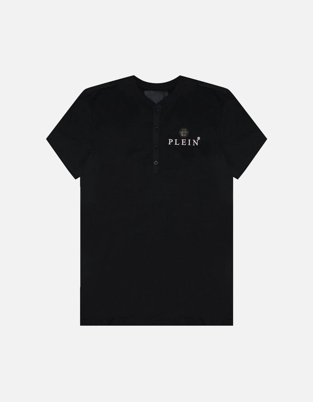 Men's Logo Plaque Henley T-Shirt Black, 5 of 4