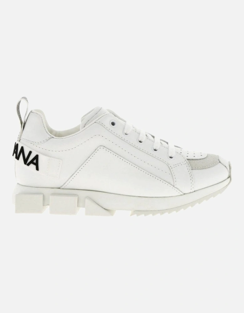 Boys Leather Logo Trainers White