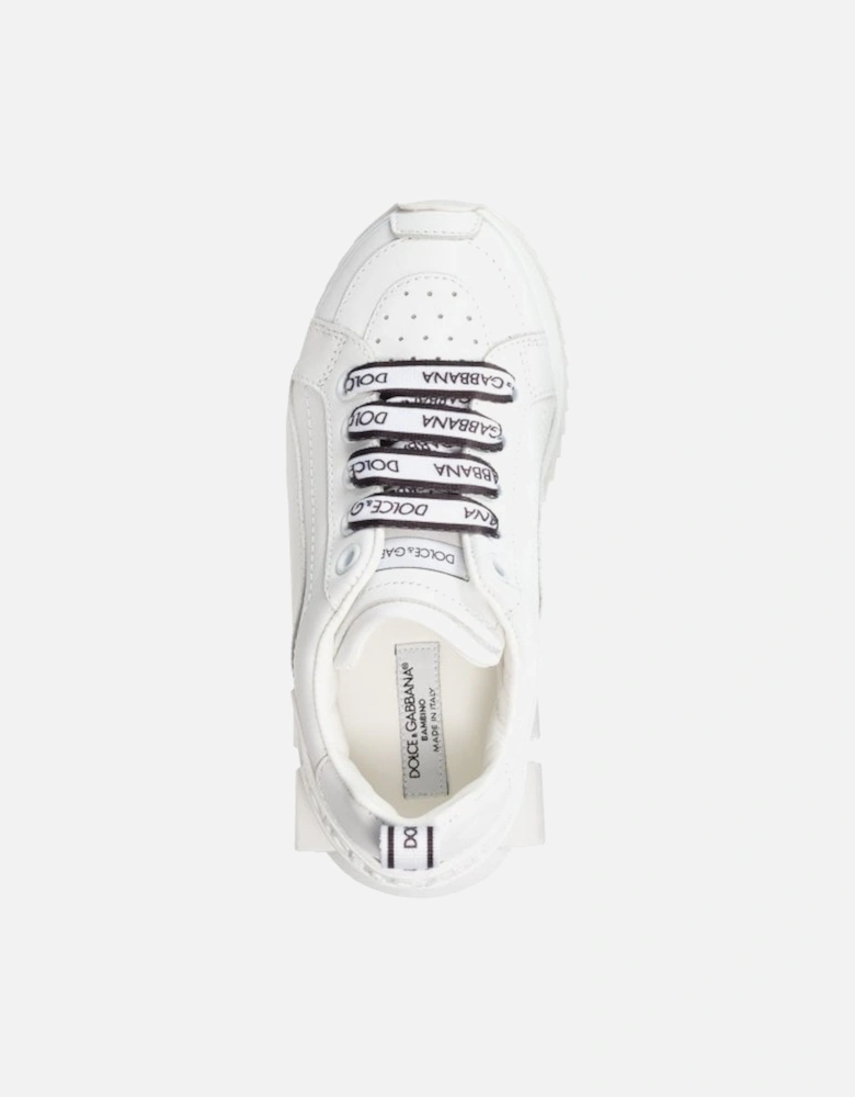 Boys Leather Logo Trainers White