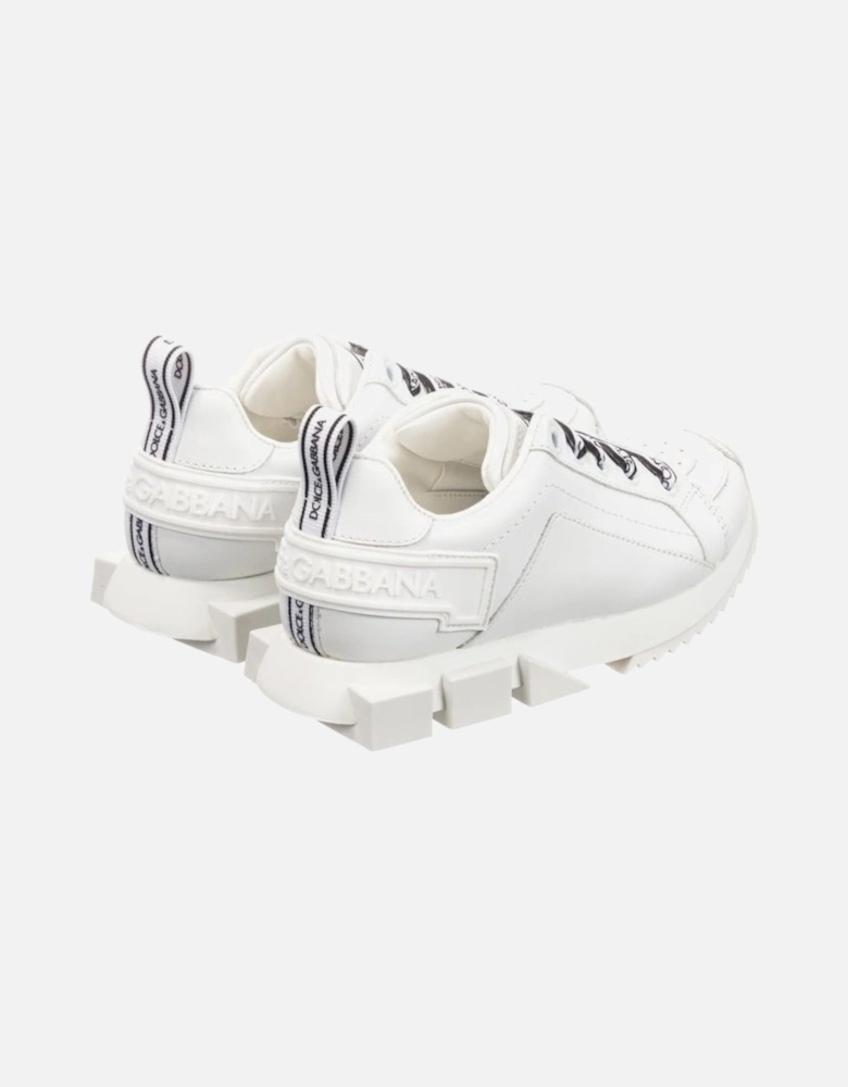 Boys Leather Logo Trainers White