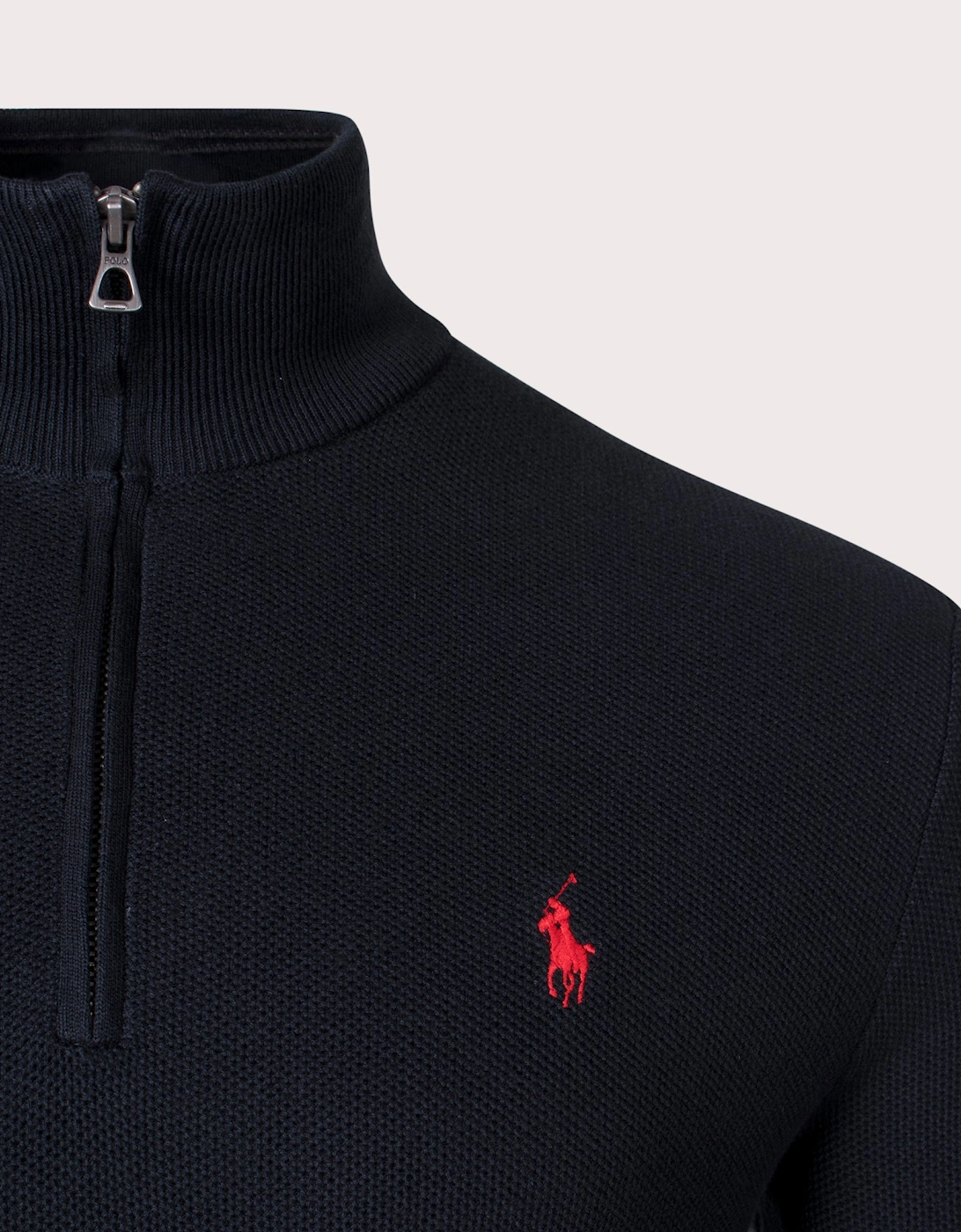 Quarter Zip Contrast Logo Knit