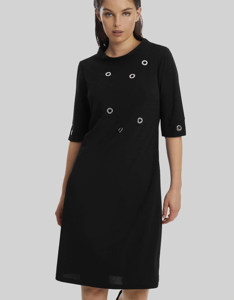 Eyelet High Collar Dress