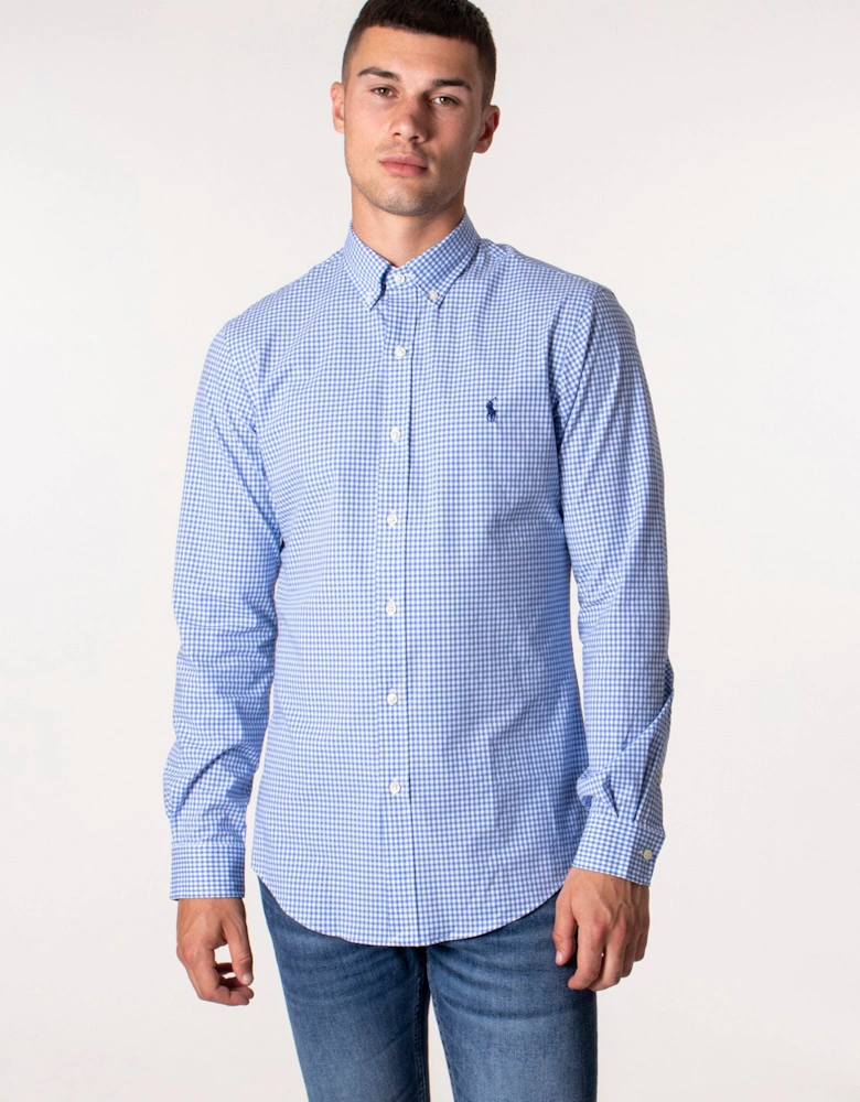 Slim Fit Checked Stretch Poplin Shirt