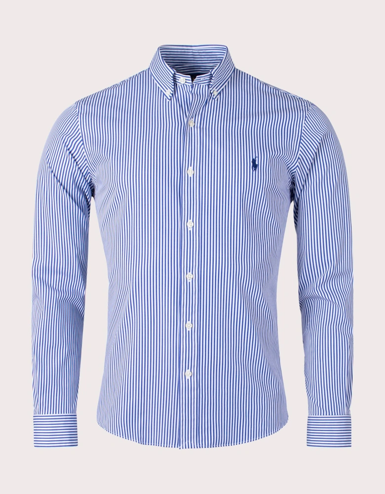 Slim Fit Striped Stretch Poplin Shirt