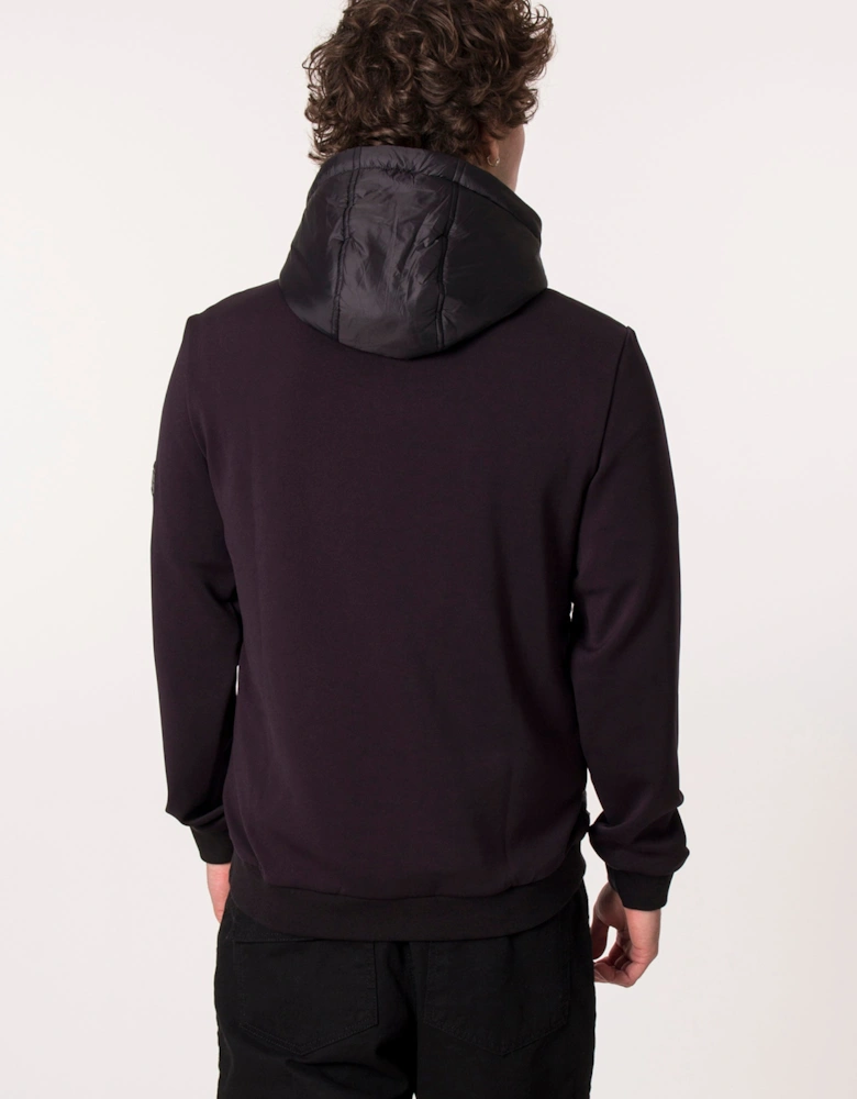 Zip Through Track Quilted Hybrid Hoodie