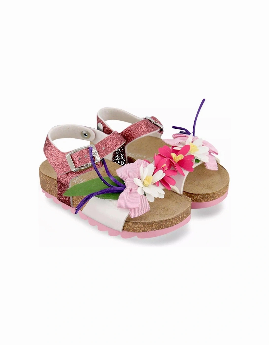 Girls Pink Flower Sandals, 2 of 1