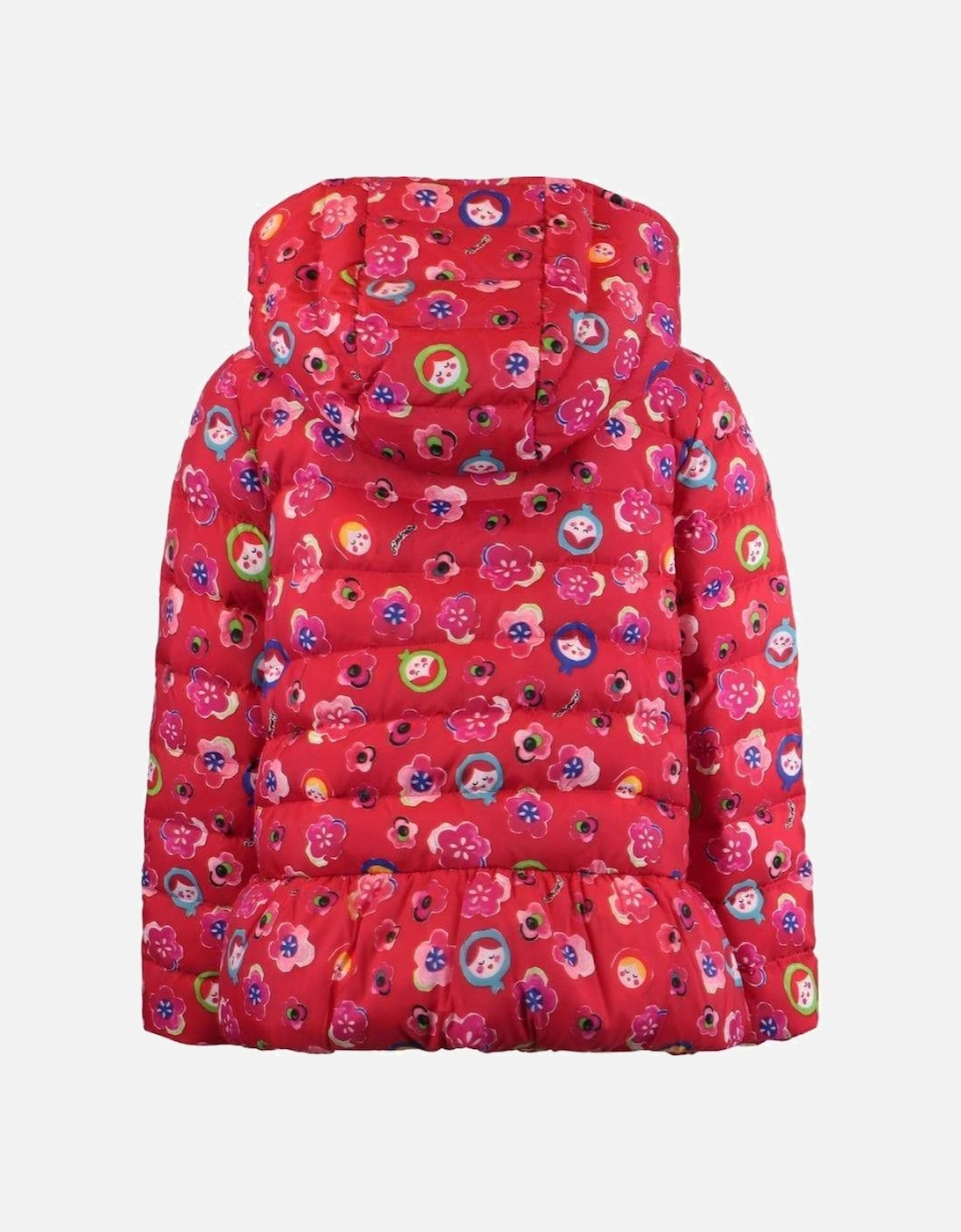 Girls Red Floral Padded Jacket